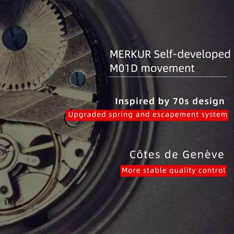 Merkur Watch 1963 Classic Mechanical Watch For Men 38mm Military Vintage Wristwatch Chinese Style Canvas Silver Men Watch