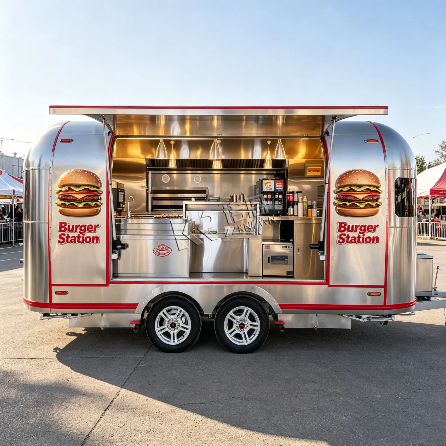 High Quality Container Food Truck Commercial Food Cart Mobile Food Truck Trailer Bbq Food Trailer with Grill Griddle