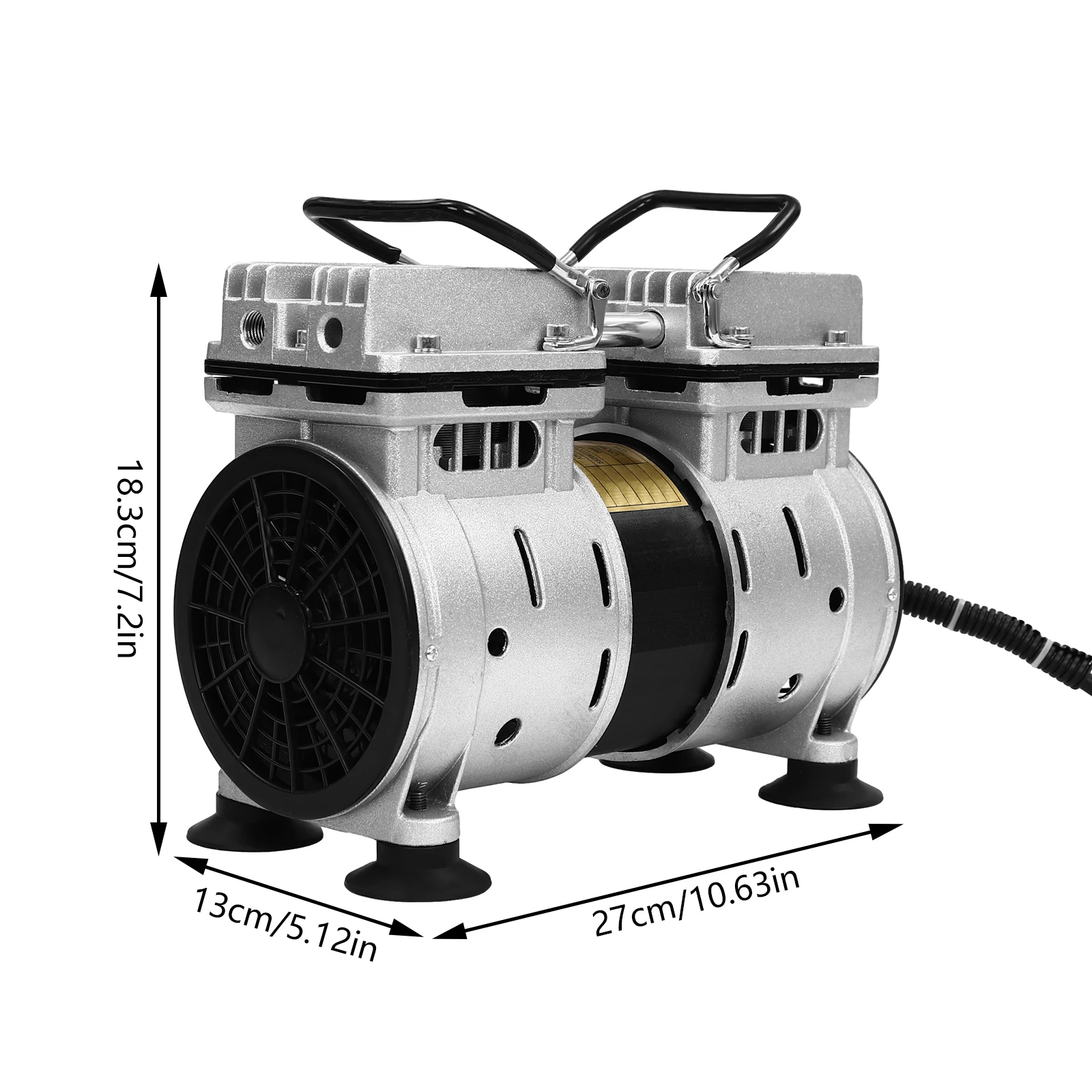 Moderne Aluminiumlegierung 2-Zylinder Ölfreie Vakuumpumpe 550W Reiner Kupfermotor 8bar 120L/min G1/4 für Industriezwecke – Detail 1