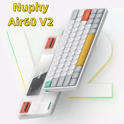 Nuphy-Teclado mecánico inalámbrico Air60 V2, Bluetooth 2,4g, 60%, interruptor Gateron de bajo perfil, Compatible con Windows y Mac