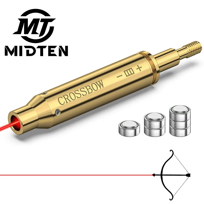 

MidTen Crossbow Red Laser Bore Sight Bow Archery Boresighter Arrow Thread-On Hunting Sighting Tool with 2 Sets of Batteries