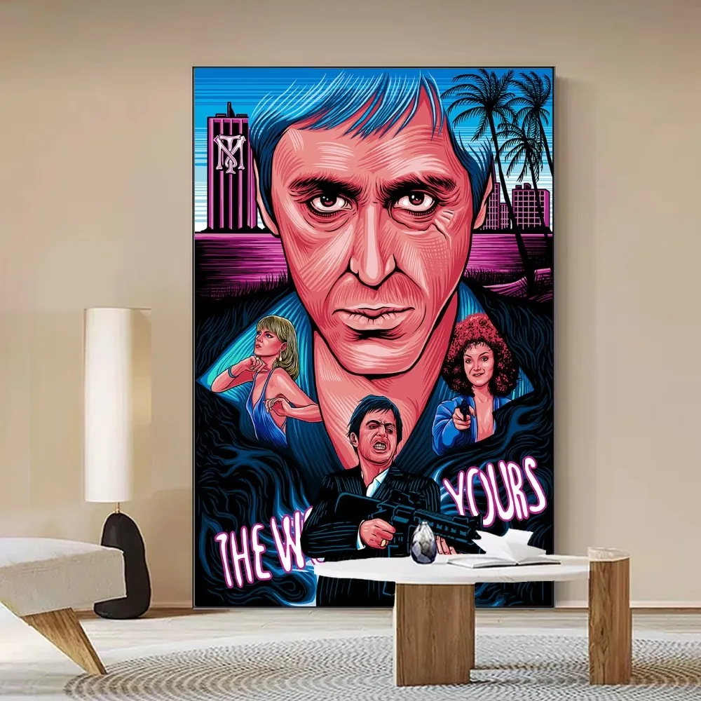 Scarface The World is Yours  DIY Sticky Poster Fancy Wall Sticker for Living Room Bar Decoration Wall Decor