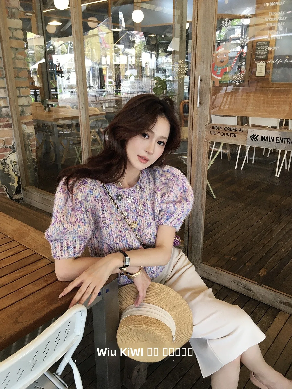 

Женский вязаный топ Wild Kiwi с коротким рукавом, свободного кроя, весенняя новинка в корейском стиле, с круглым вырезом, повседневная одежда