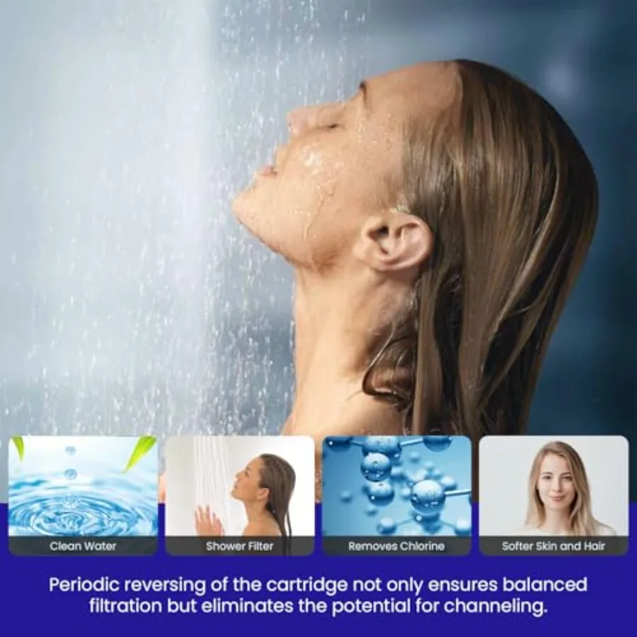 シャワーヘッド付きシャワーフィルター - ブラック - よりきれいな水のための高度な多段階ろ過 - 塩素を除去