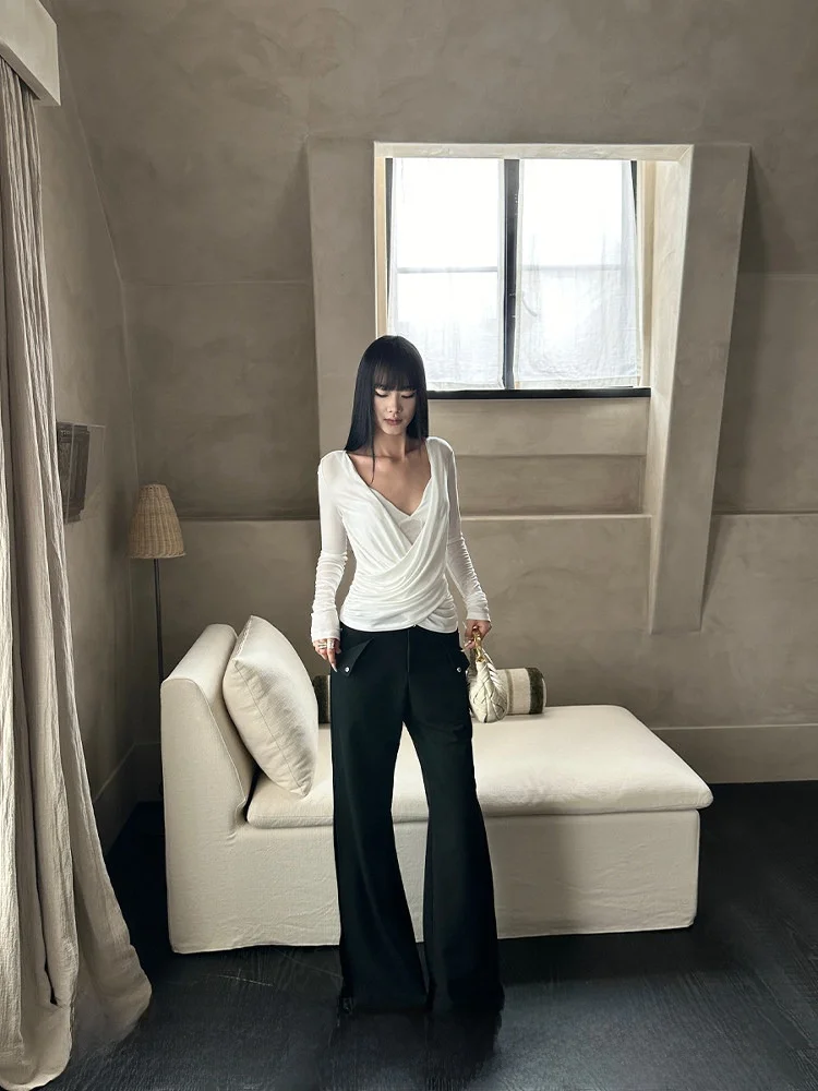 

Bla Bell Bot Casual Pants for Women Spring Season Long l Waist Design Sensation Floor Length Drapey Leg Lengthening