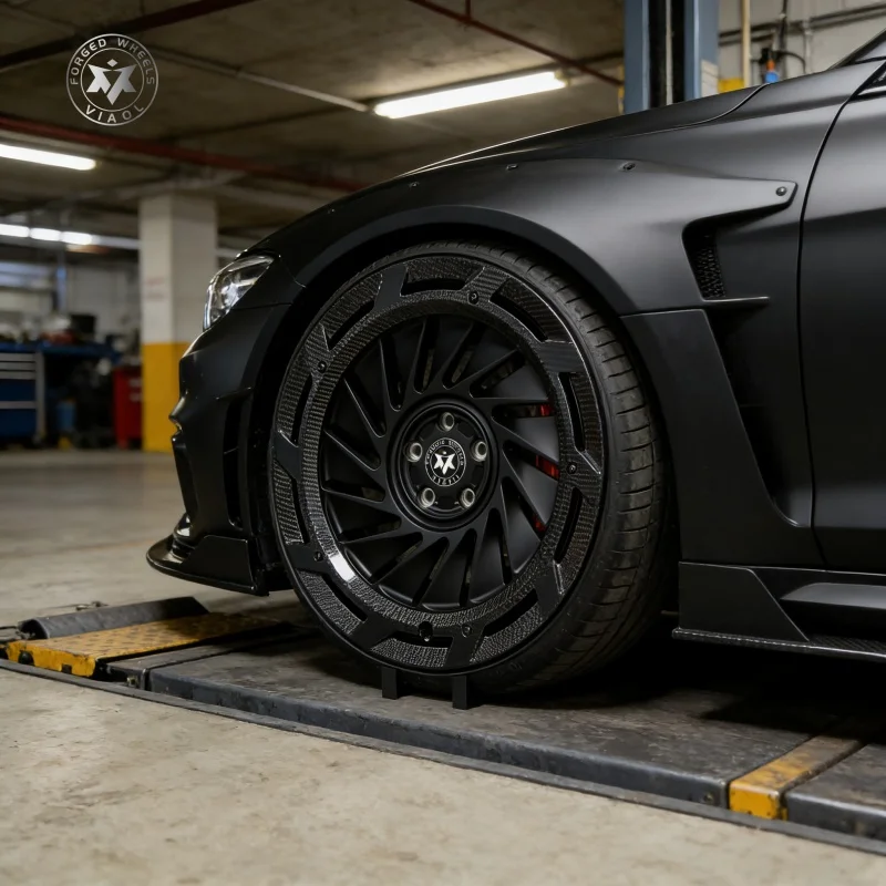 Forged Carbon Fiber & Aluminum Alloy Deep Dish Car Wheels 18-22 Inch with Purple Bolts 5x120/114.3/112 G30/F30/RS6