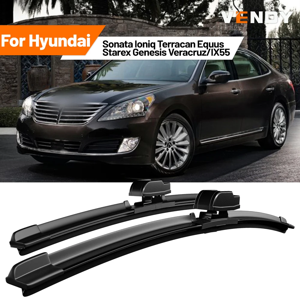 Escobillas de Goma para Limpiaparabrisas Delanteros para Hyundai Sonata, Ioniq, Terracan, Equus, Starex, Genesis, Veracruz/IX55