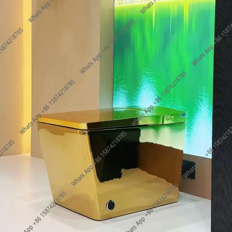 

Hotel Clubhouse Golden Light Smart Toilet Household No Water Pressure Limit Fully Automatic Personalized Creative Square Toilet