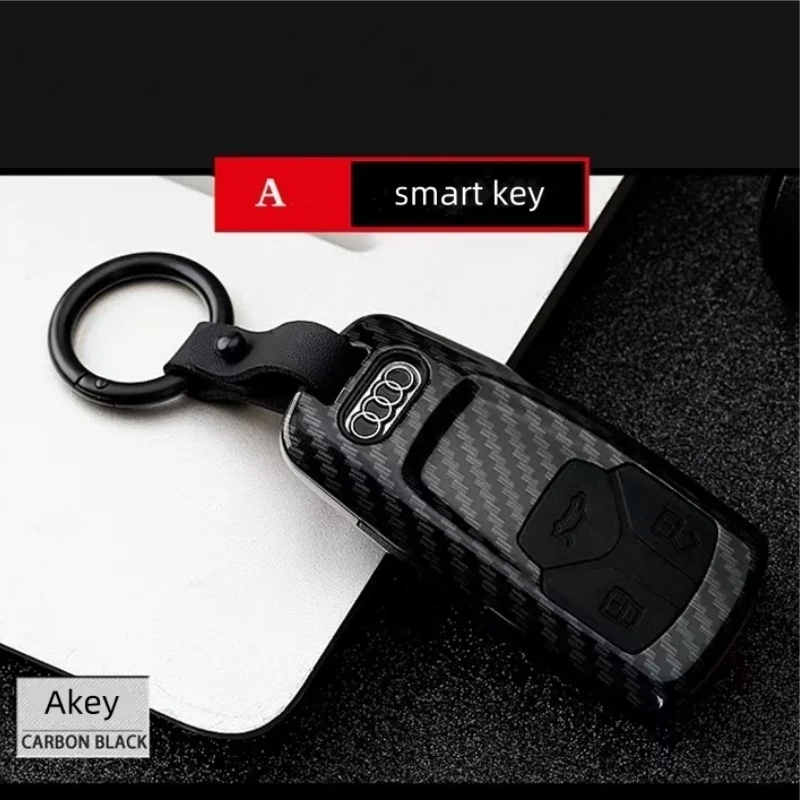 Car Key Cover Case Protector For Audi A3 A4 A5 C5 C6 8L 8P B6 B7 B8 C6 RS3 Q3 Q7 TT 8L 8V S3 keychain ABS Carbon fiber Silicone