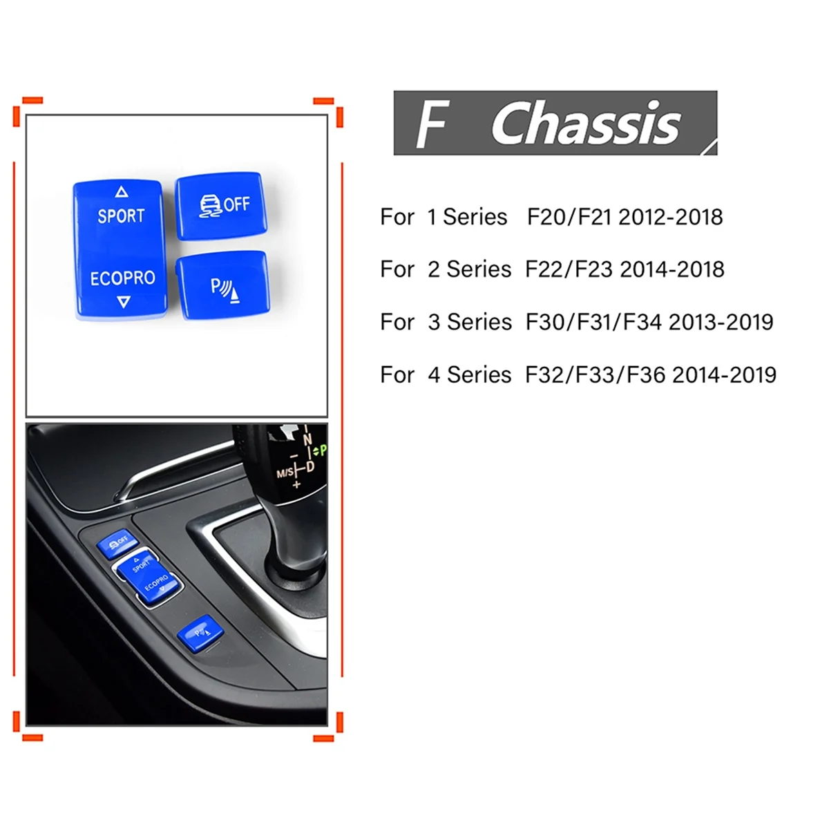 مستشعر زر تبديل وحدة التحكم المركزية لسيارات BMW 1، 2، 3، 4 Series F20، F21، F22، F23، F30، F31، F34، F35، أزرق -T45C