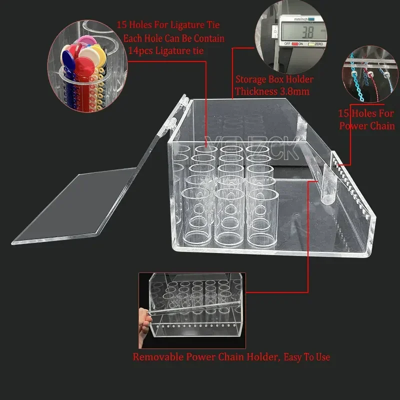 Multifunctional Storage Box for Ligature Tie and Ultra Power Chain Acrylic Acrylic 2 In 1 Holder Case Dentist Tools