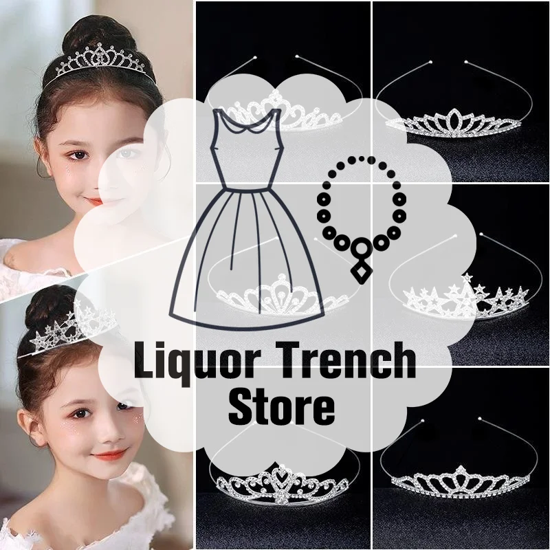 Romantic Princess Crown For Girls Rhinestone Crystal Hair Crowns Queen Headband Bridal Headdress Tiaras Hair Jewelry Accessorie