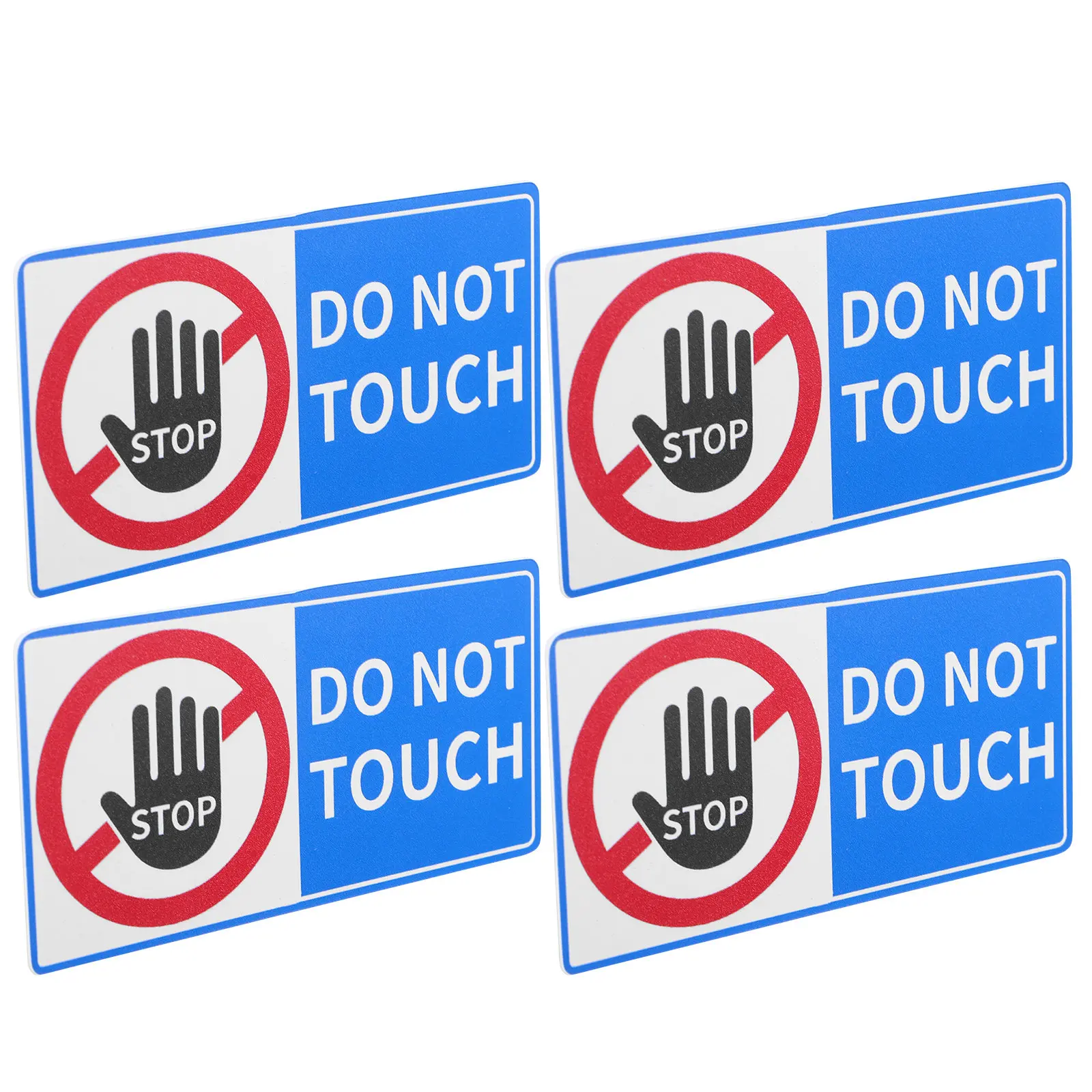 4Pcs Do Not Touch Warning Decal 4x2in Self Adhesive Safety Sticker Toolbox Glass Door Display Warning Sign Do Not Touch Sign