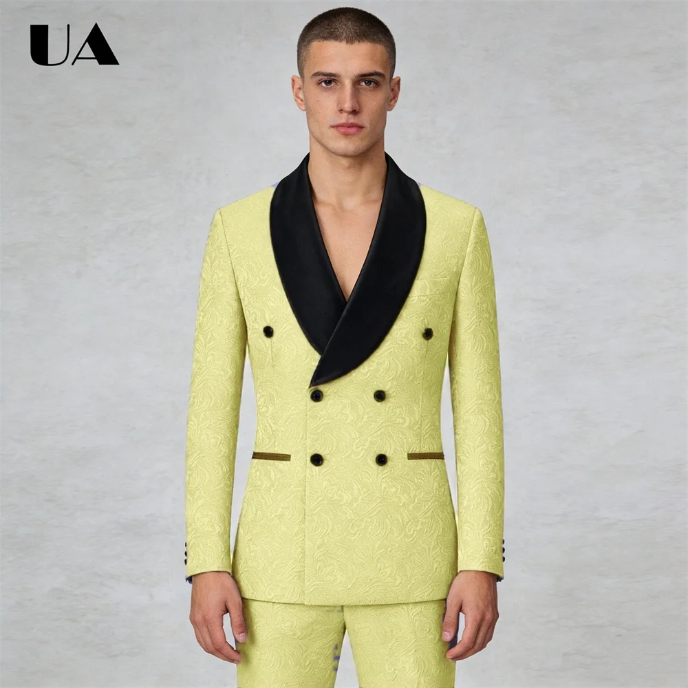 

Paisley Slim Fitting Men's Two Piece Suit, Double Row Wedding Groom Suits, Jacket Pants Custom Tailoring Suit Blazer Trousers