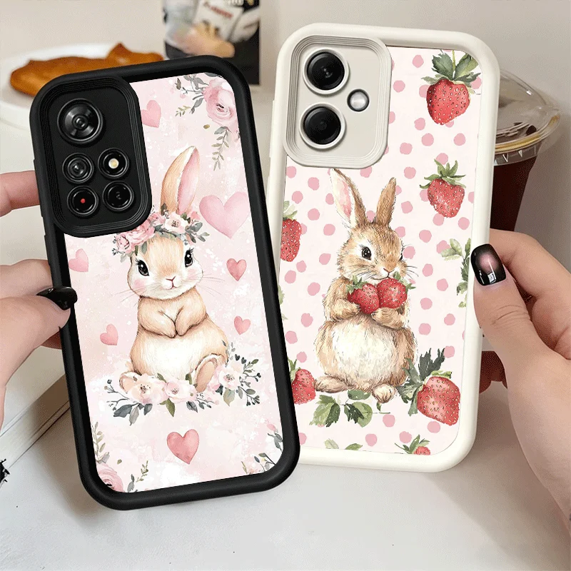 Cute Cartoon Bunny Rabbit Soft Phone Case for Xiaomi Poco X7 X6 X5 M8 Pro Max X4 Gt X3 Nfc M7 M5S F7 F8 Ultra Soft Silicone Fund