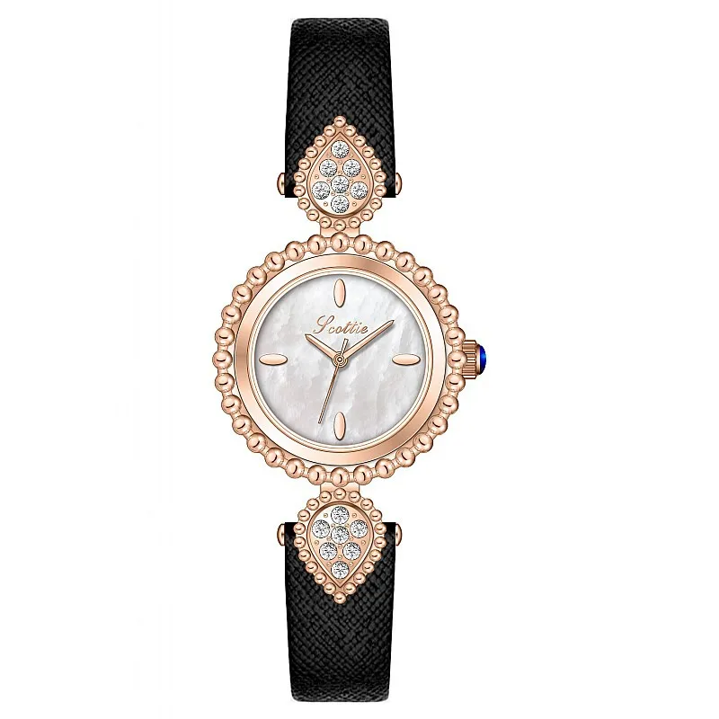 UTHAI-Reloj de pulsera de cuarzo con correa de cuero para mujer, relojes de diamantes con cara de concha, marca de lujo ligera, resistente al agua