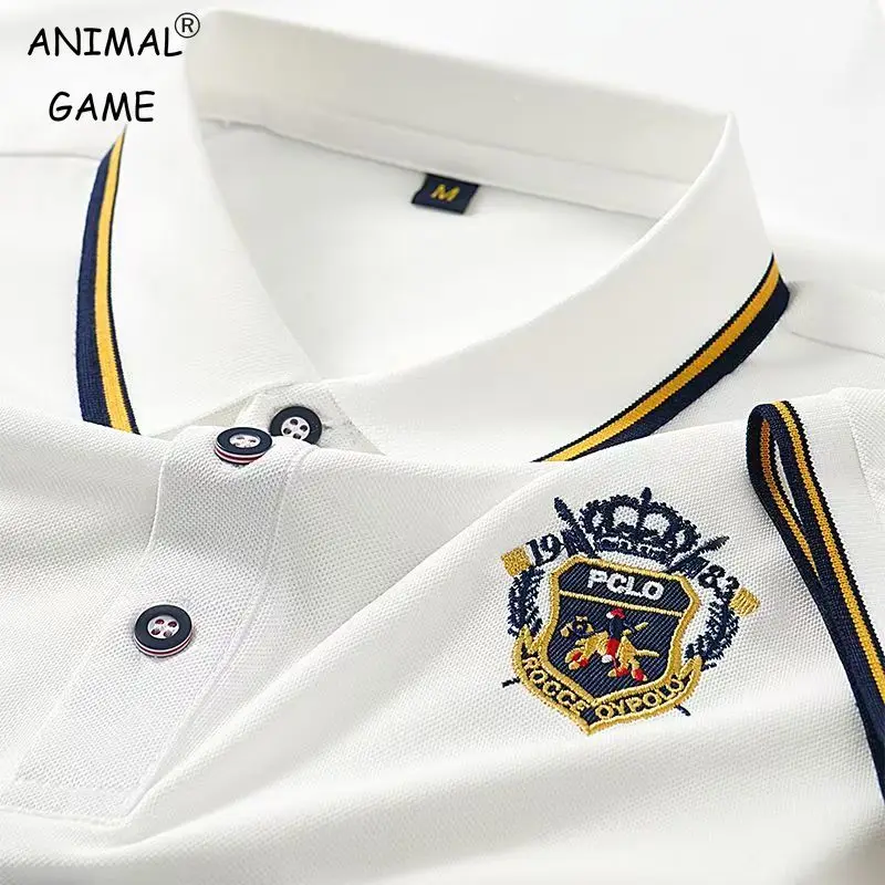 Men's Summer Embroidered Polo T-Shirt Short Sleeve Lapel Design Breathable Lightweight Streetwear Outdoor Oversized Fit