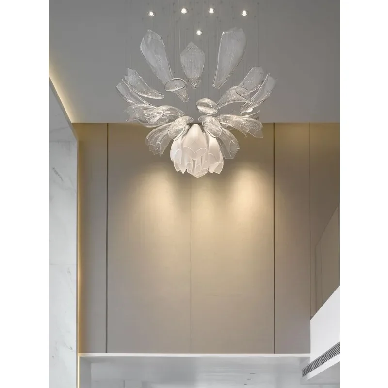 GHJUYIOL Simple and luxurious lighting fixtures, hotel villas, living rooms, petal shaped hanging chandeliers