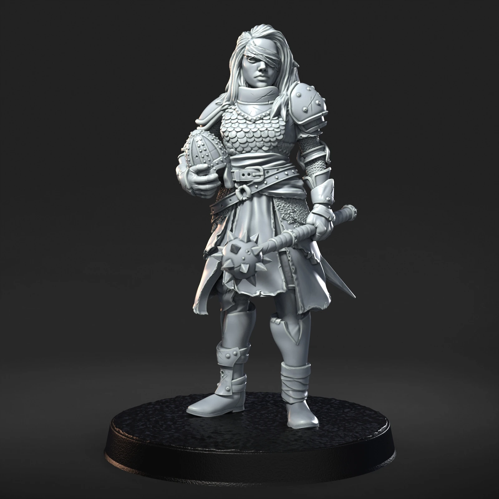 Figura resina para rol y coleccionismo – Guerrera con martillo lobo - imagen 5