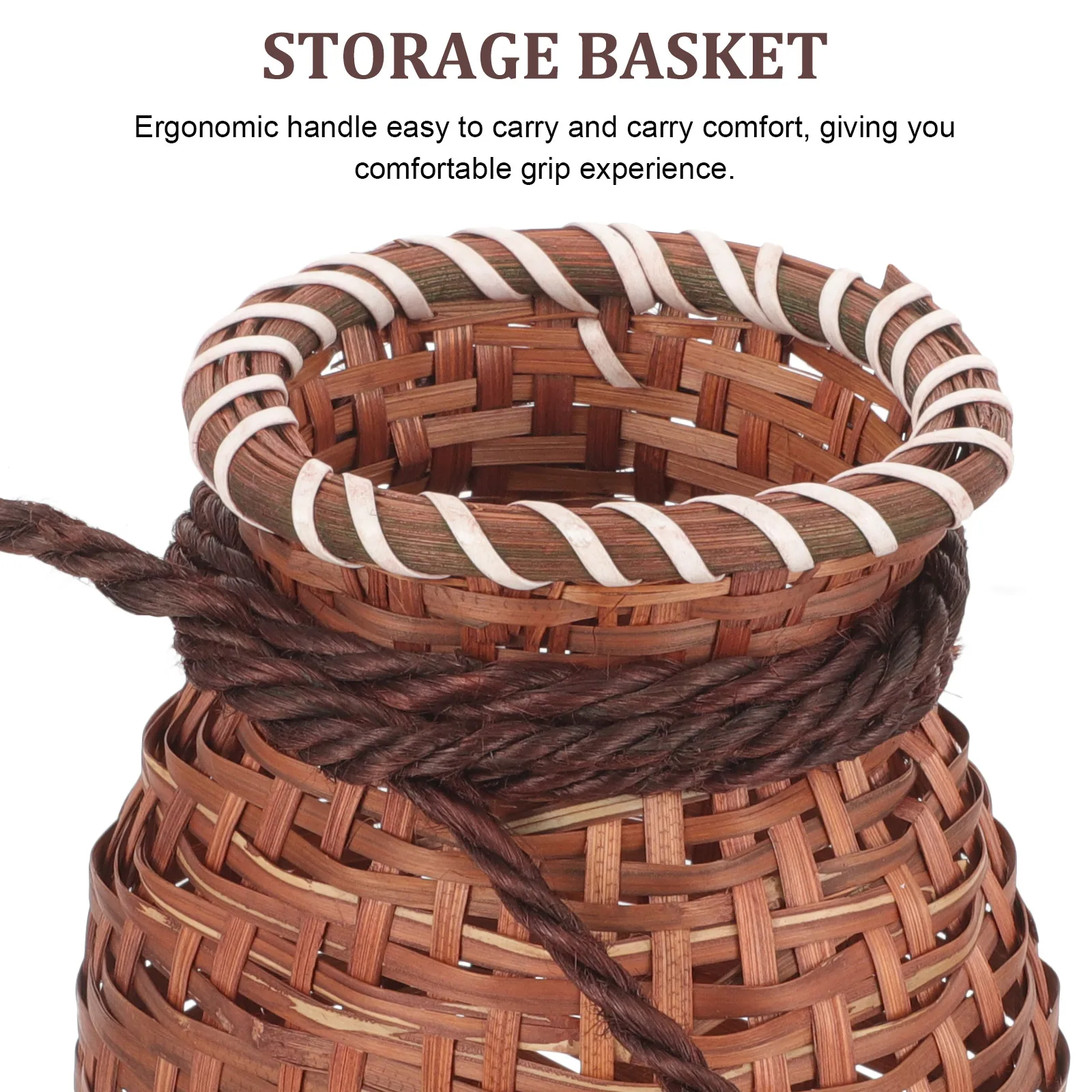 

Portable Woven Baskets Bamboo Fish Storage Handmade Decorative Bag Ethnic Style Small Pack Basket for Kids