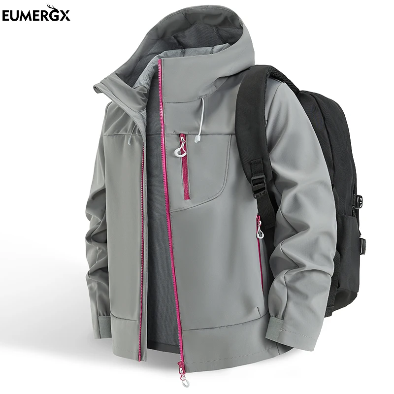 

EUMERGX Women's Waterproof Soft-Shell Jacket Inner Fleece Warm Windbreaker Mountaineering Hiking Trekking Outdoor Raincoat