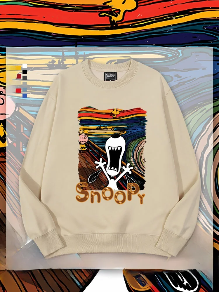 

Коллаборационная толстовка с принтом всемирно известных картин в стиле аниме, с круглым вырезом, для пар, повседневная, осенне-зимняя одежда