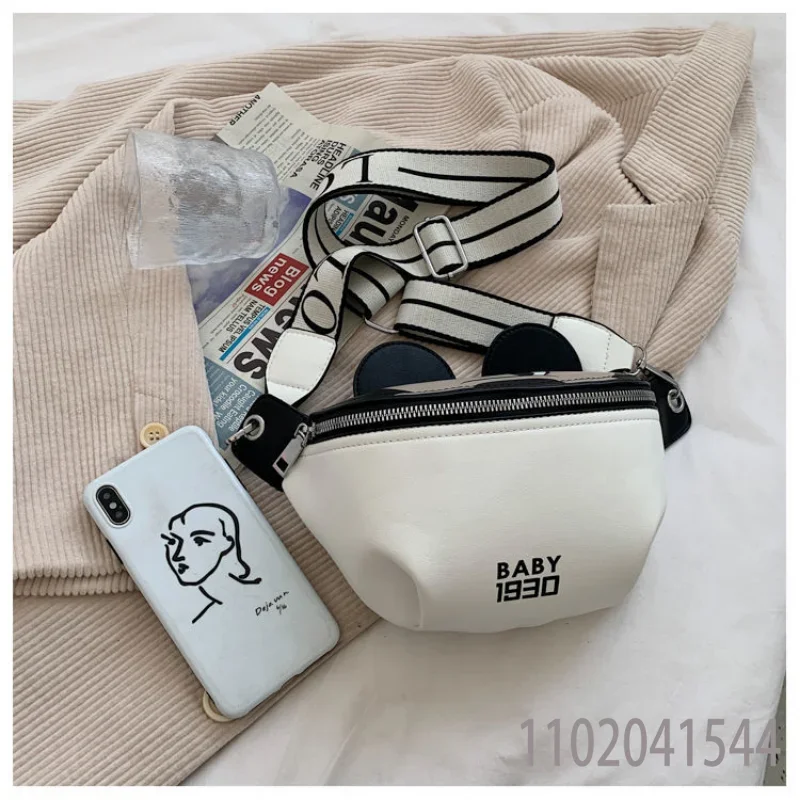 Disney Mickey Mouse Chest Bag Crossbody Bag for Women Girl Female Cartoon Student Pink Luxury Designer Purse