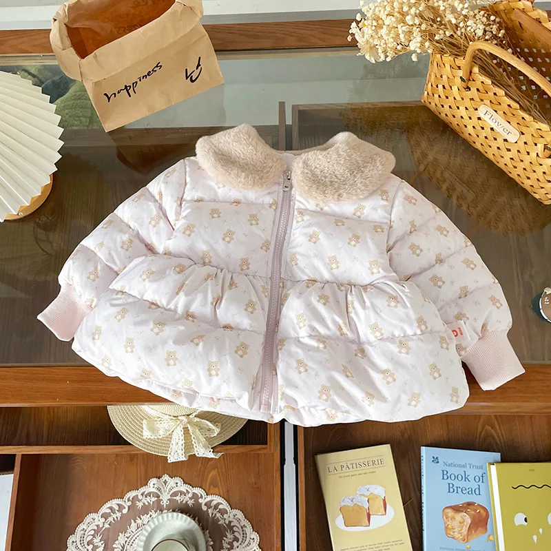 

Kids Baby Girls Down Jacket Winter 2025 Fleece 90% White Duck Toddler Girls Down Coat Korean Children 1-6Y Girls Outerwear Coat