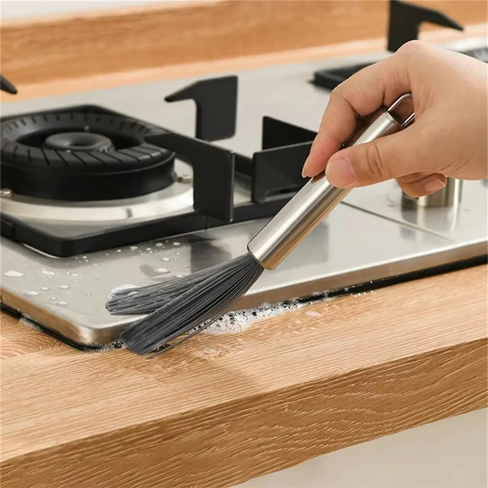 Escova de limpeza multifuncional com cabo de aço, embalagem com 1/2 unidades, escova doméstica para limpeza de cozinha e banheir