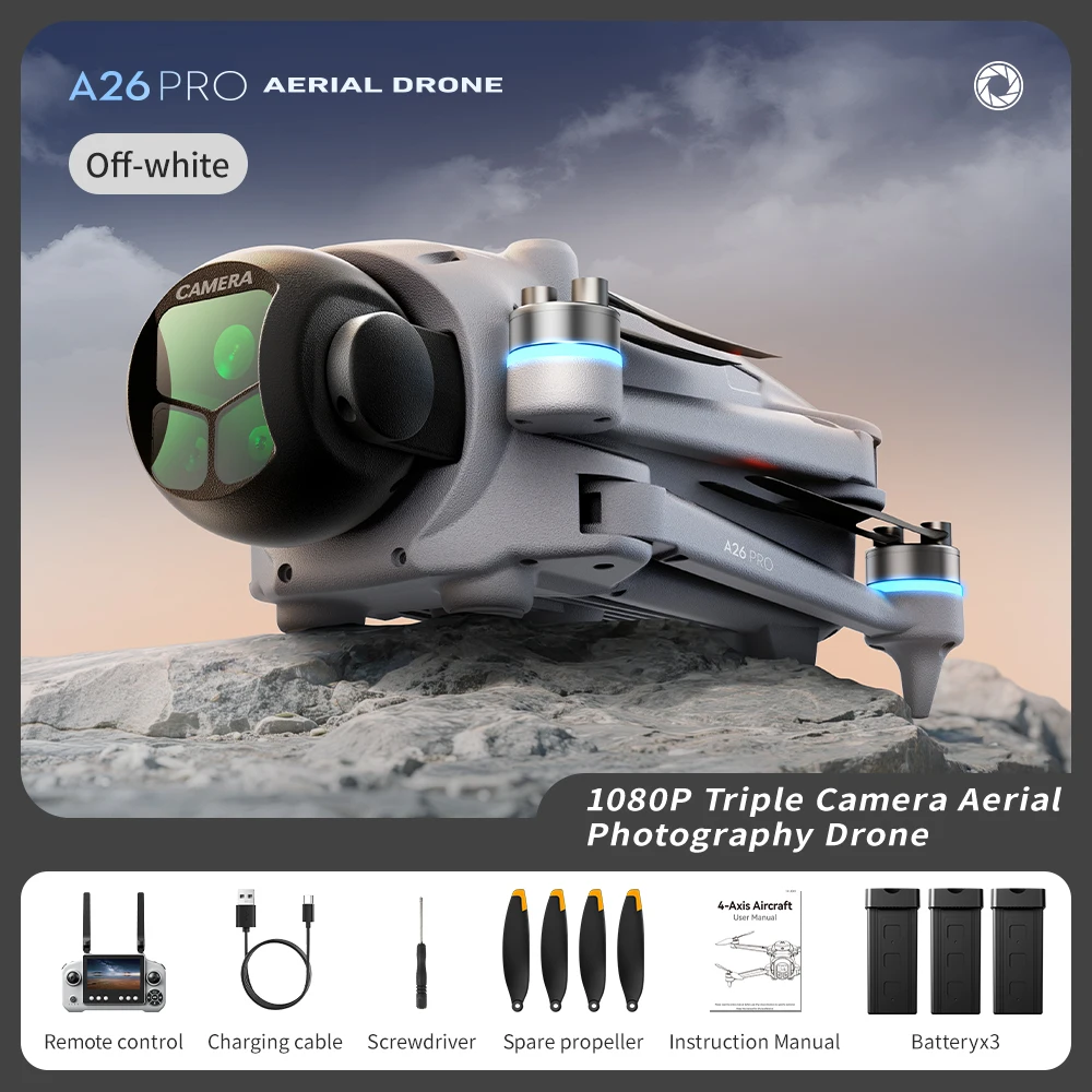 Lenovo A26 Pro Drone 4K HD 8K Drievoudige Camera FPV Borstelloze Motor Obstakelvermijding Opvouwbare RC Quadcopter Professionele Luchtfotografie - afbeelding 1