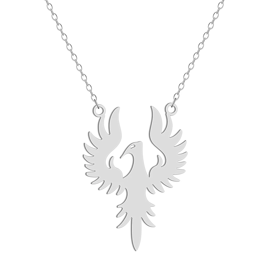 QIAMNI Fashion Golden Phoenix Firebird Pendant Necklace for Women Men Mythological Jewelry Bird Animal Necklace Anniversary Gift