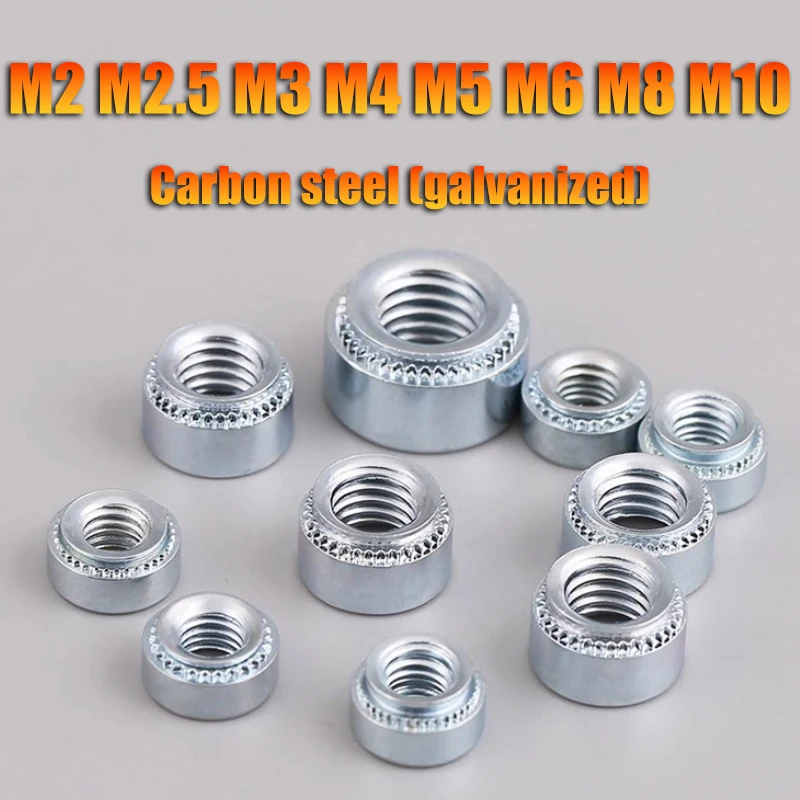 Tuercas de remachado a presión de acero al carbono cincado M2, M2.5, M3, M4, M5, M6, M8, M10, tuercas autorroscantes, tuercas de engaste, tuercas de presión Sert