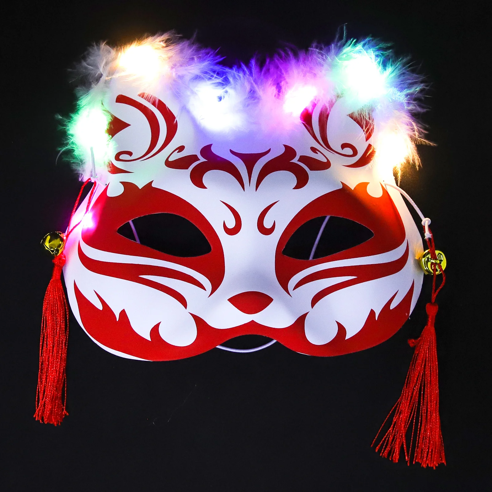 

Luminous Fox Mask Half Face Cat Ancient Glow Reusable Stylish LED Plastic Carnival Halloween Cosplay Party