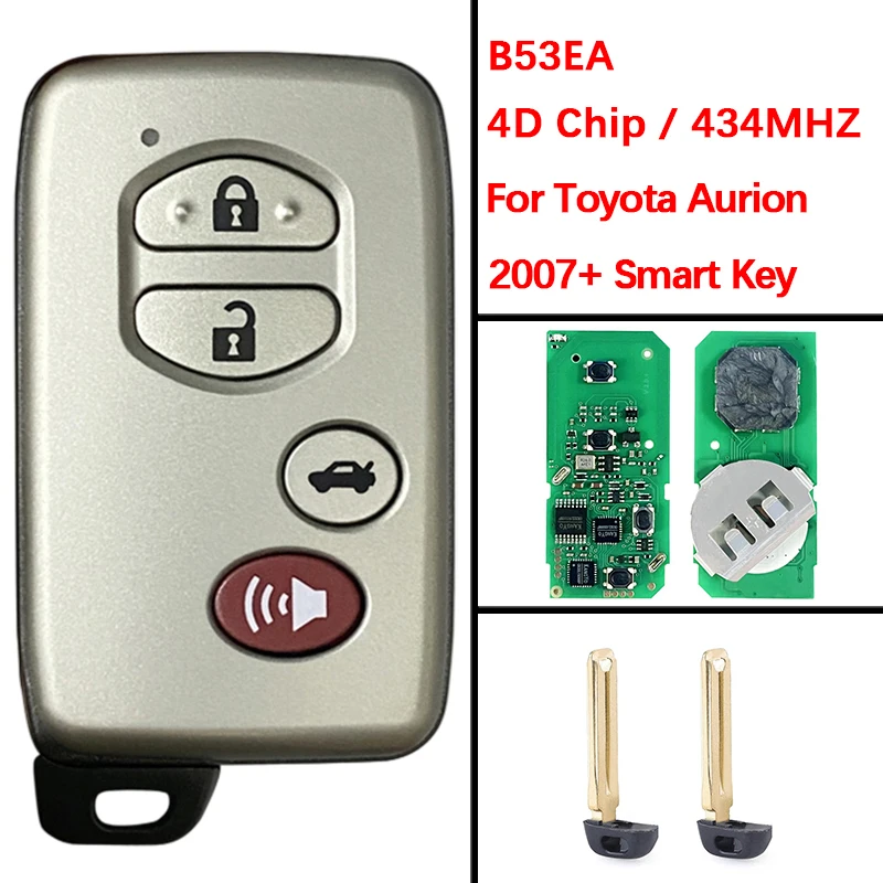 

CN007201 Послепродажный 4-кнопочный смарт-ключ 14AAC B53EA A433 P1 D4 4D-67 Чип 433 МГц 89904-33100 без ключа для Toyota Aurion 2007+