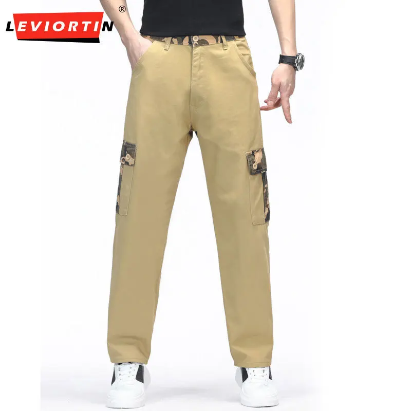 

Men's straight tube camouflage paired with outdoor casual and comfortable multi pocket wear-resistant and durable work pants
