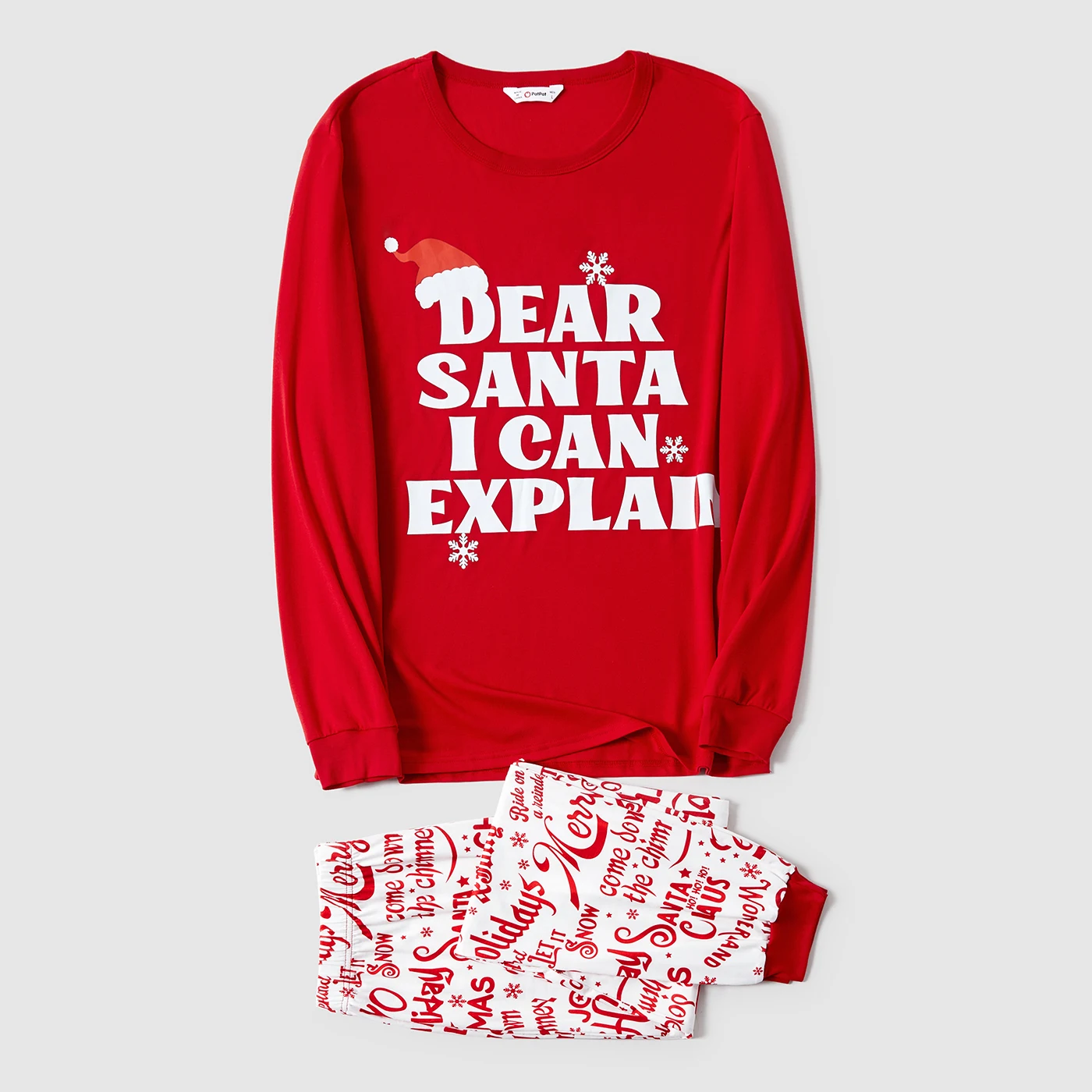 PatPat Christmas Family Matching Long-sleeve Letter Print Red Pajamas Sets (Flame Resistant)