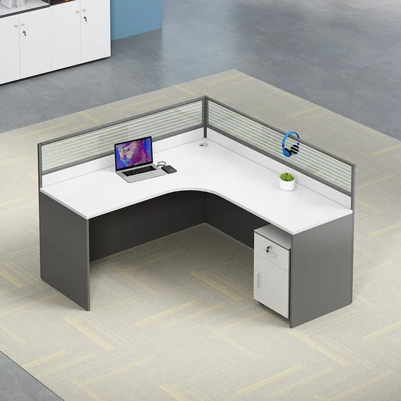 Modern 6 Person Office Desk Partition Workstation Double Sided Staff Table Cubicle Furniture for Open Plan Workspace No