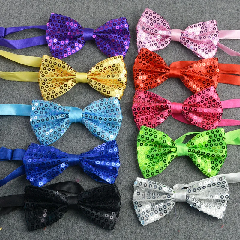 Sequin Solid Color Bow Decoration Children's Stage Performance Graduation Photo Bow Tie