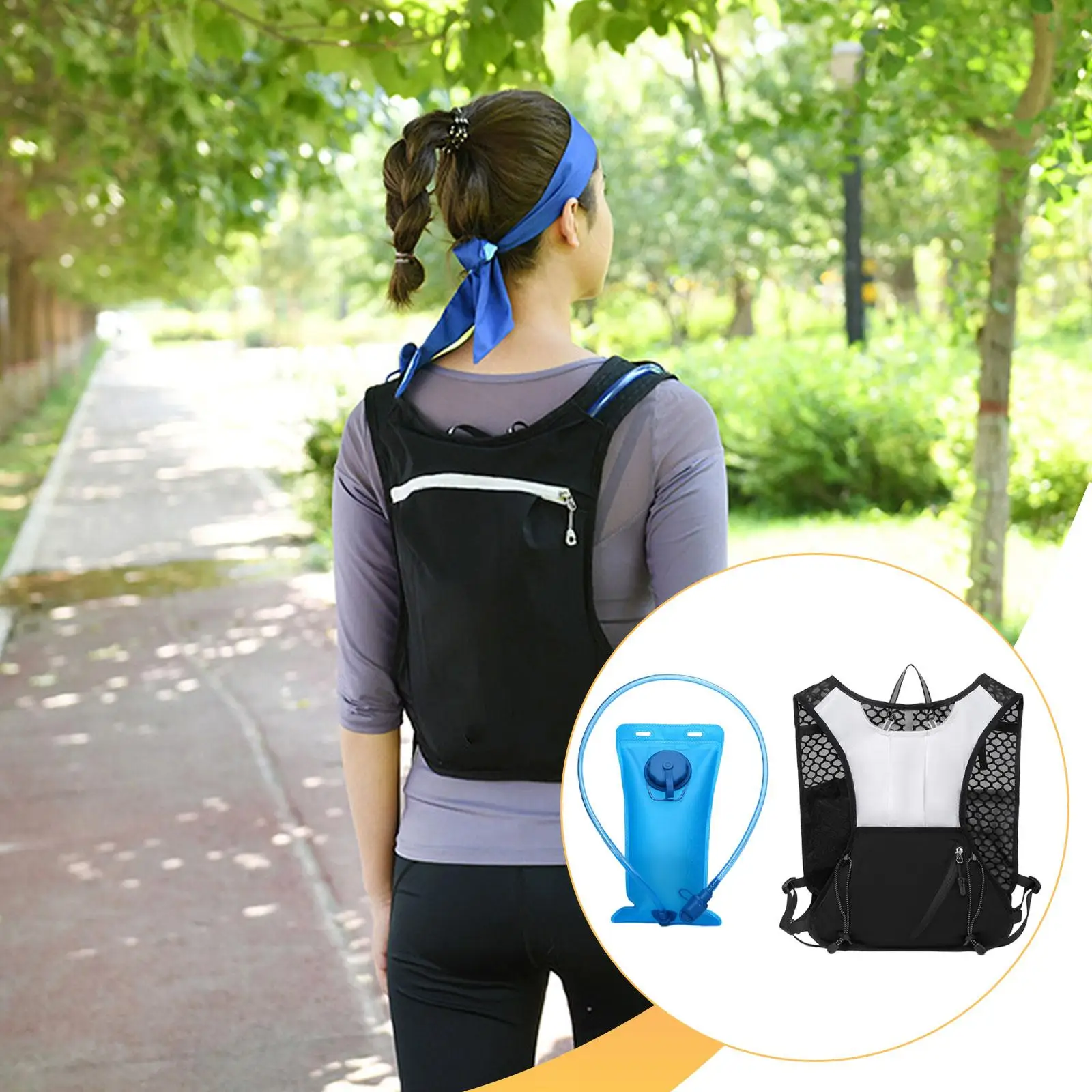 

Multifunctional Hydration Backpack Sturdy Polyester Running Vest with Water Bag for Outdoor Hiking Camping Race