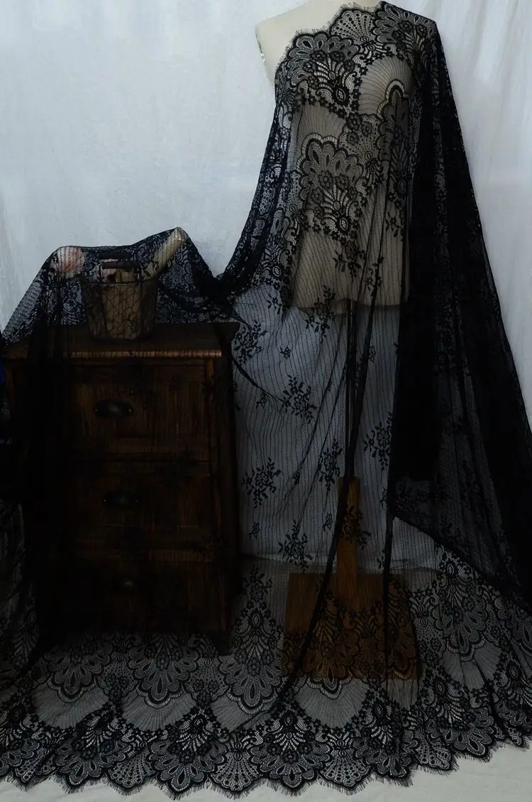 Exquisite Black and White Lace Fabric, Suitable for DIY Dresses, Curtain Decoration, Handmade Wedding Decoration Accessories