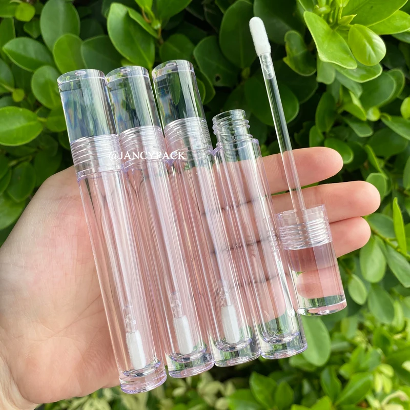 

trasparent clear lipgloss tubes 5.5ml round empty lip balm tubes makeup tools thick wand lipstick packaging private lavel