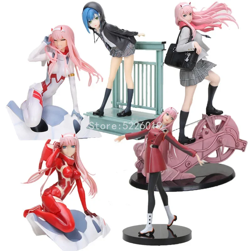 28cm DARLING in the FRANXX 02 Anime Girl Figure School Uniform Zero Two Sexy Action Figure Ichigo Figurine Adult Model Doll Toys