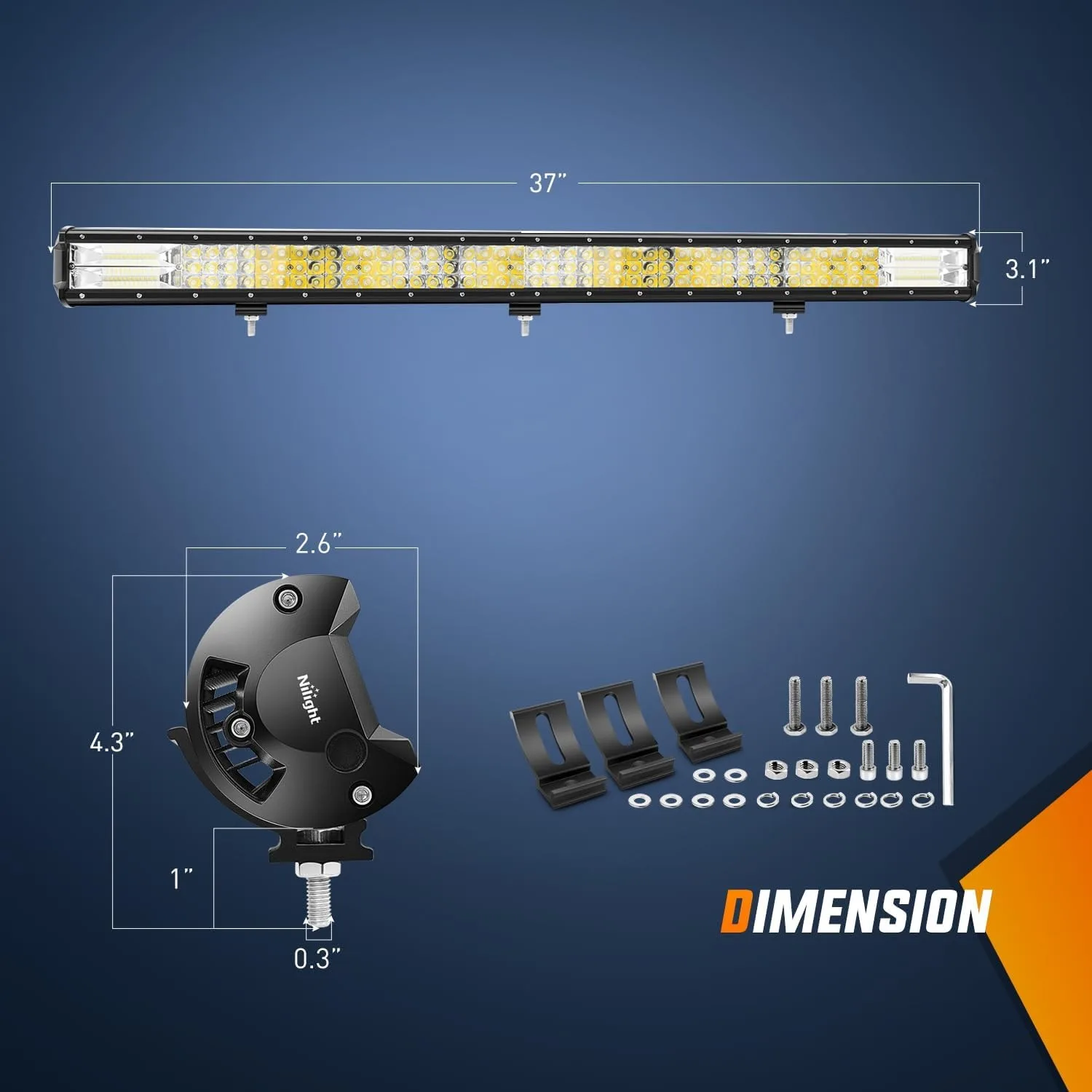 Nilight 37Inch Triple Row LED Light Bar 468W 46800LM Flood Spot Combo Beam Off Road Driving Lights for Truck Jeep SUV ATV UTV Boat Marine 4x4 Pickup Fog Work Auxiliary Lamp Outdoor Camping