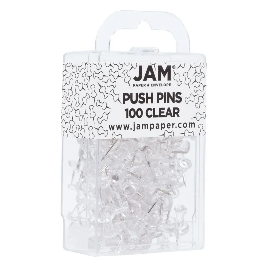 Clear Push Pins 1 inch for Office and Home Use 2 Packs of 100 Transparent Pins Ideal for Bulletin Boards and Craft Projects Dur