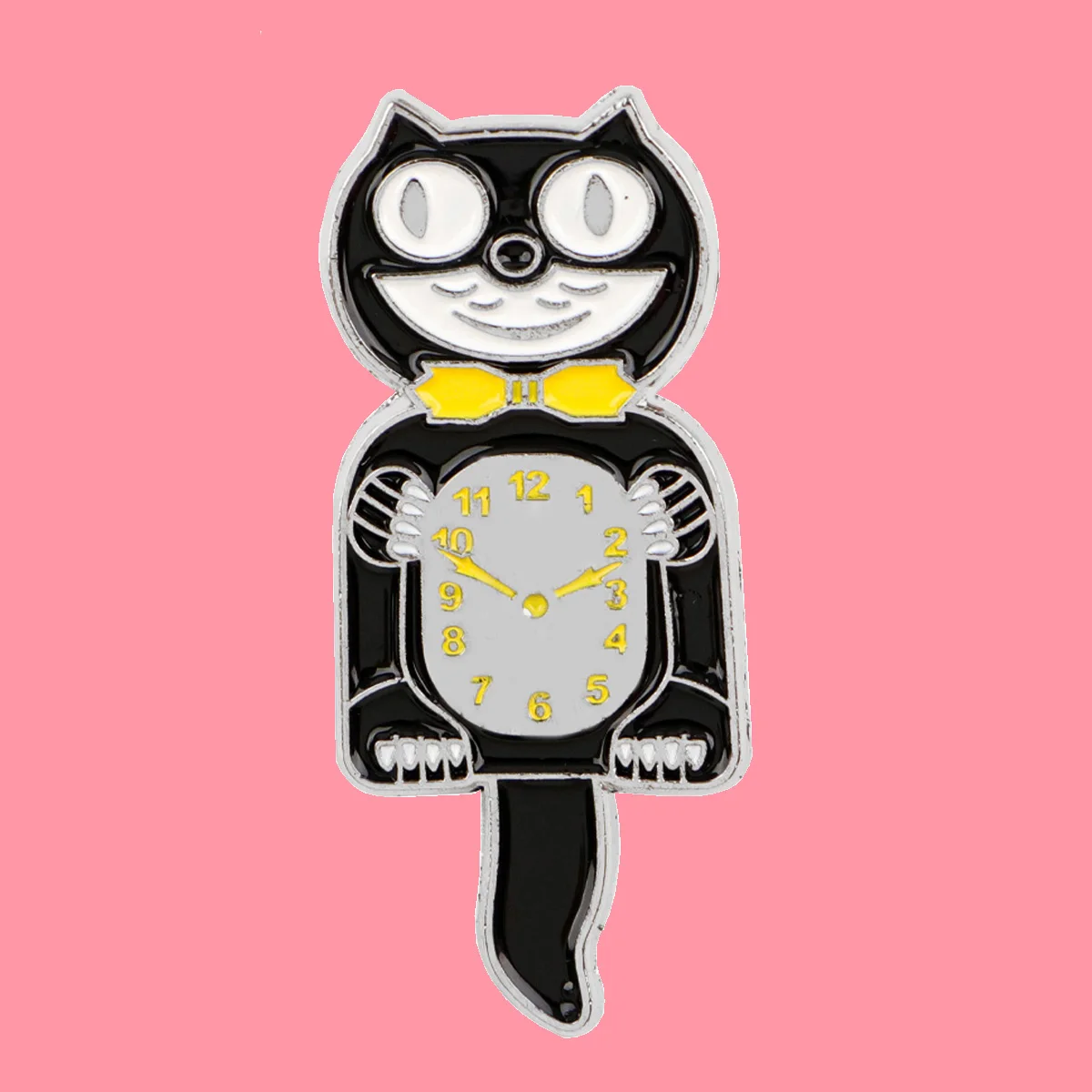 Uhr Schwarze Katzen Emaille Pins Niedliche Cartoon Tiere Pin Abzeichen auf Rucksack Frau Brosche Kostüm Zubehör Mode Schmuck Geschenke