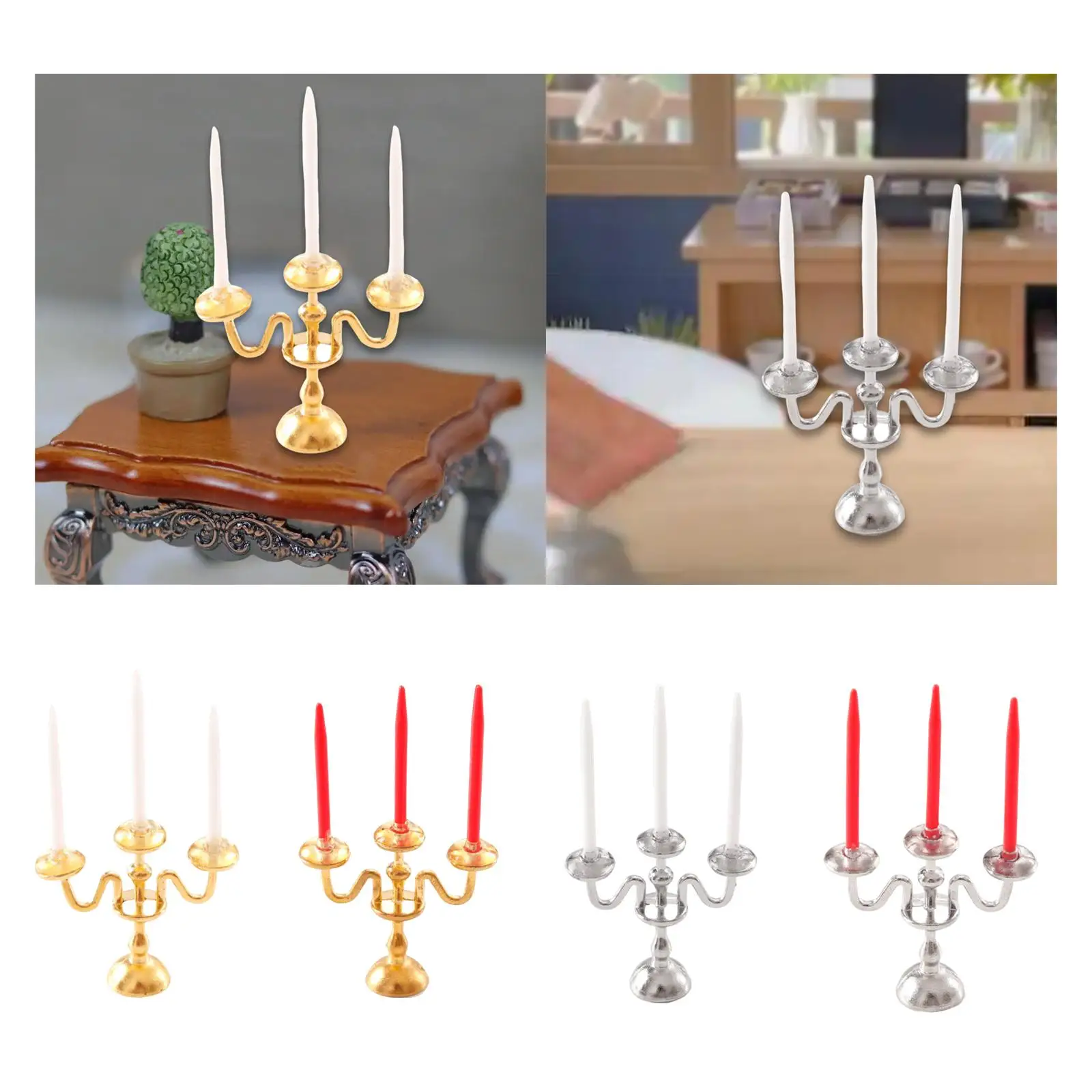1/12 casa de bonecas castiçal em miniatura bonito casa de boneca castiçal candelabros ornamento para sala estar mesa peça central