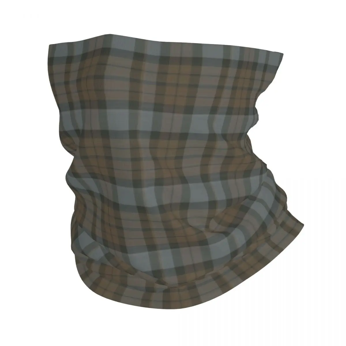 Brown Grey Plaid Tartan Textured Neck Gaiter Men Women Windproof Winter Classic Gingham Bandana Scarf for Cycling