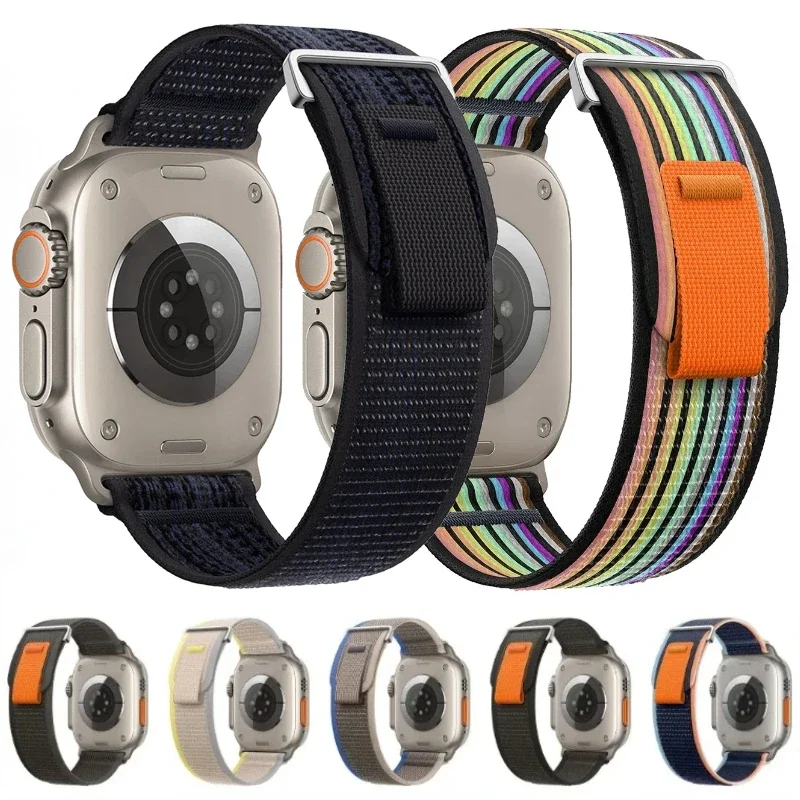 درب حلقة حزام لساعة أبل Ultra2 10 9 8 7 49 مللي متر 46 مللي متر 45 مللي متر 41 مللي متر النايلون سوار معصمه ل IWatch 6 5 4 SE 44 مللي متر 40 مللي متر 42 مللي متر #1