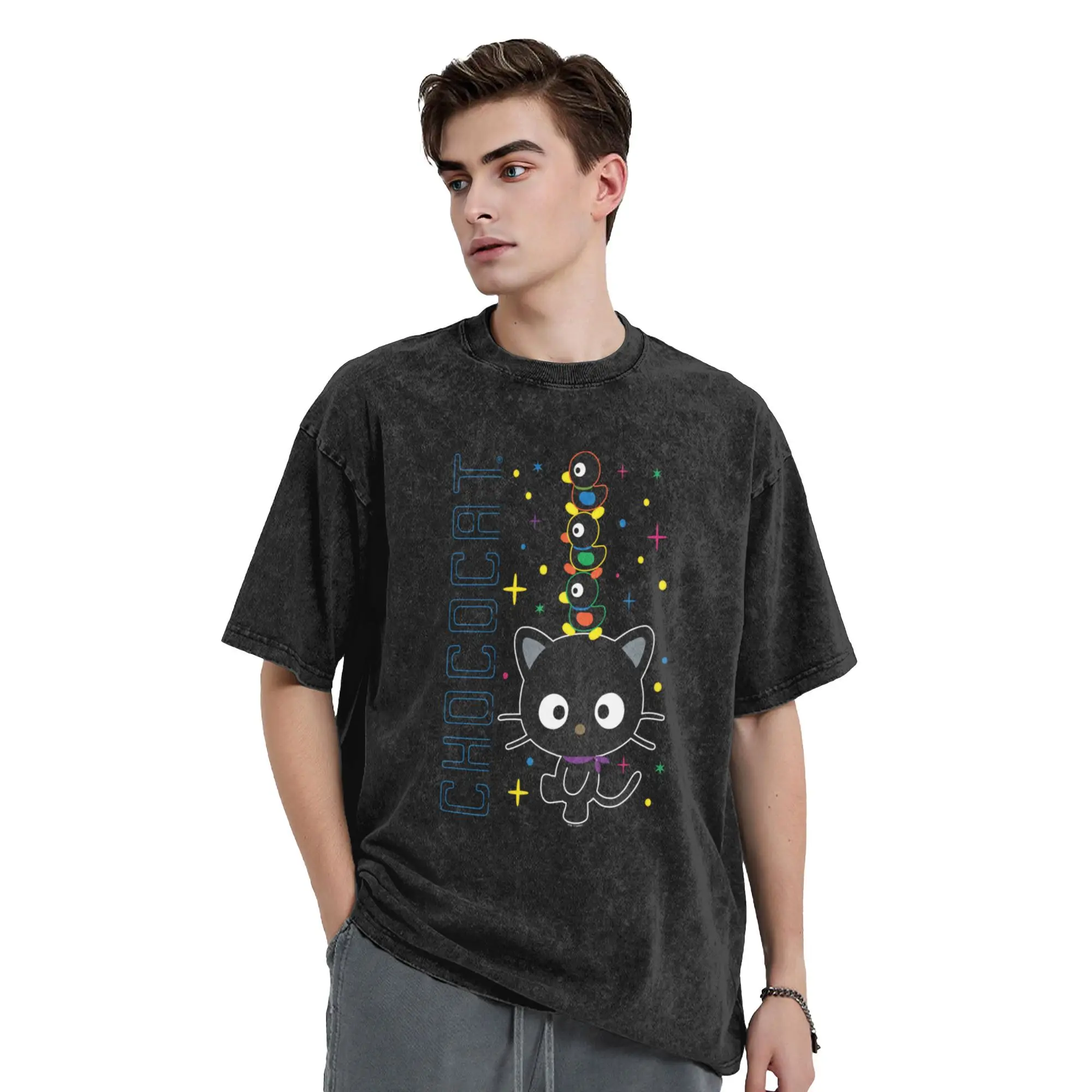 Chococat Logo T-Shirt Summer  Streetwear T Shirts Casual Harajuku Tee Shirt For Man Short-Sleeved Loose Clothes