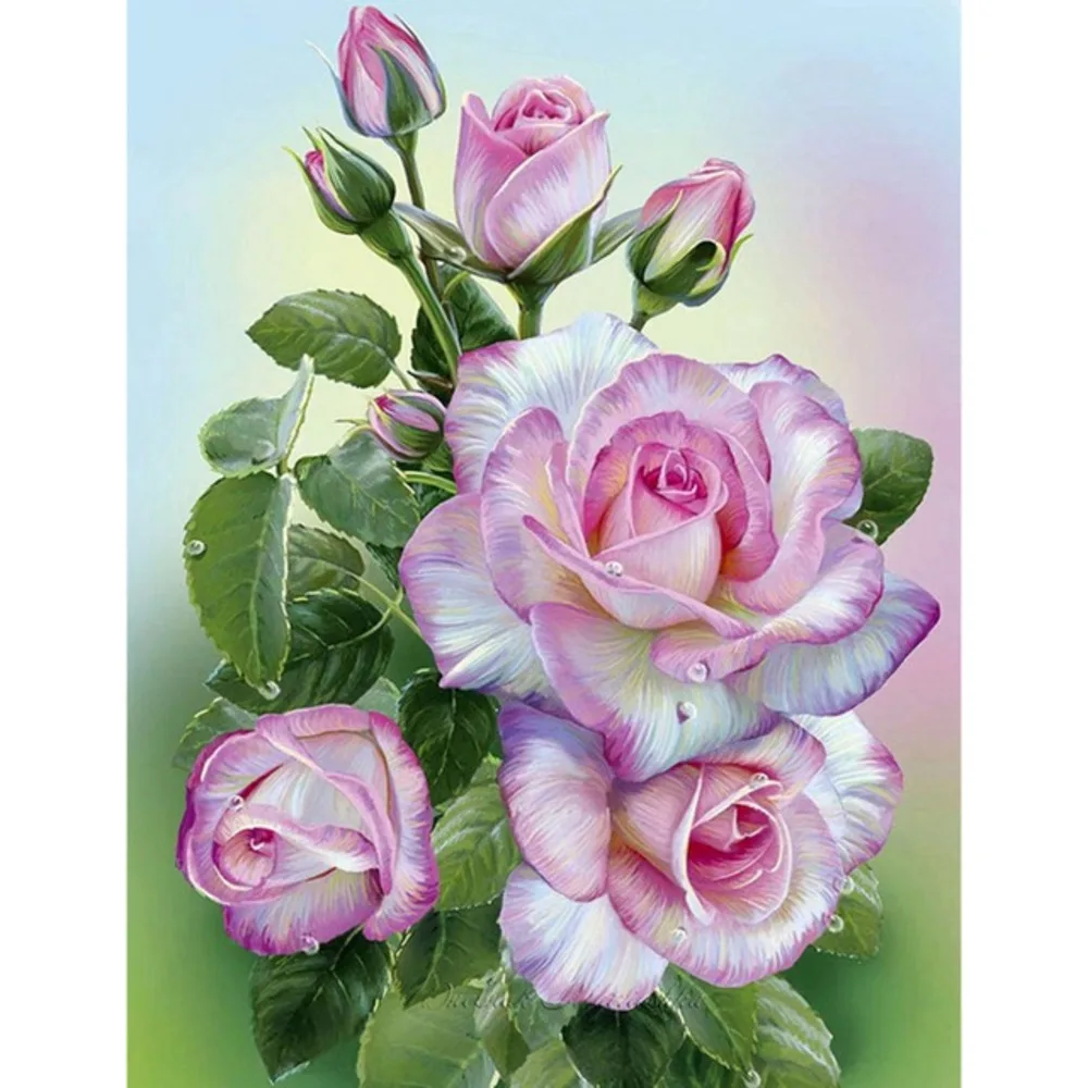 Flower Rose DIY Embroidery Cross Stitch 11CT Kits Needlework Craft Set Printed Canvas Cotton Thread Home Decoration Dropshipping